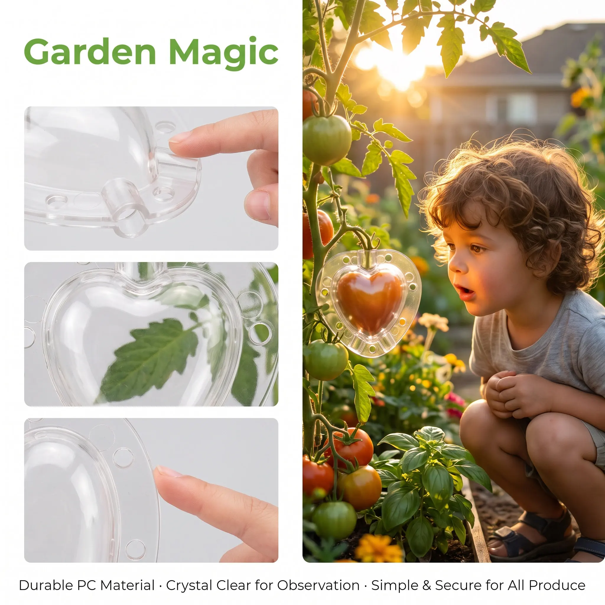 Gardening Tools Vegetables - 5 ชิ้น แม่พิมพ์ปลูกผักผลไม้รูปหัวใจ แบบใส เกรดอาหาร แม่พิมพ์จัดทรงผักสวน