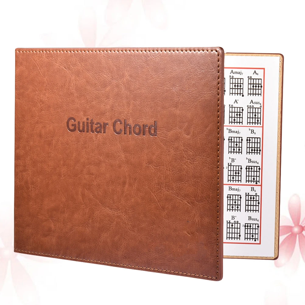 

1pc Guitar Chord Book For Folk Music Easy Carry Accessory Musical Instruments Notebook Pu Paper Brown C- Collection