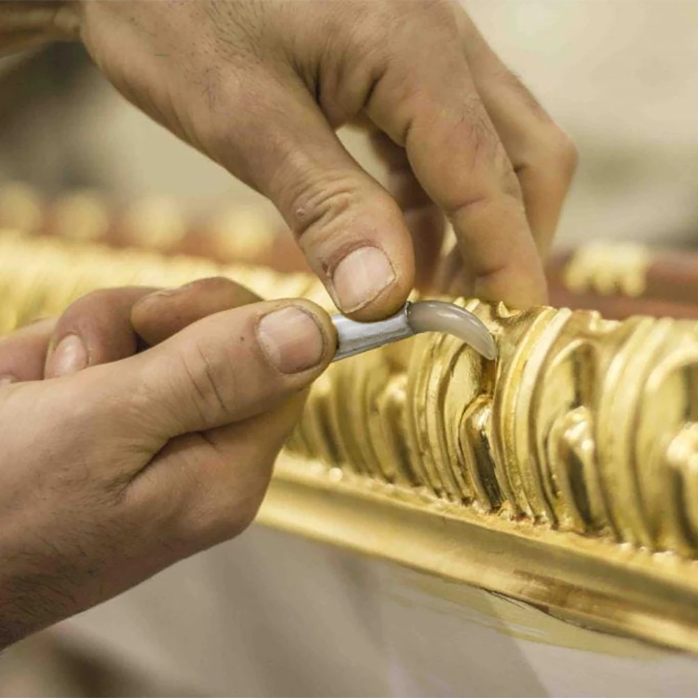 Bruciatori di agata per lamina d'oro, lunetta piatta rotonda a forma curva, foglia d'argento dorata, pietra di agata, strumenti artigianali, pittura artistica