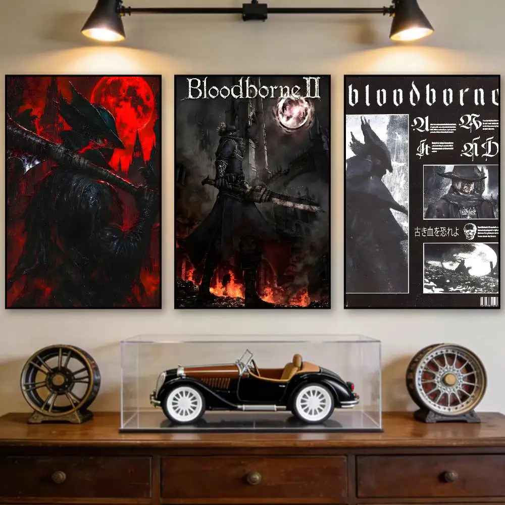 Dark Hunter B-Bloodborne Game Classic Anime Poster Room Decor Waterproof Sticky For Home Bar Wall Art Decoration