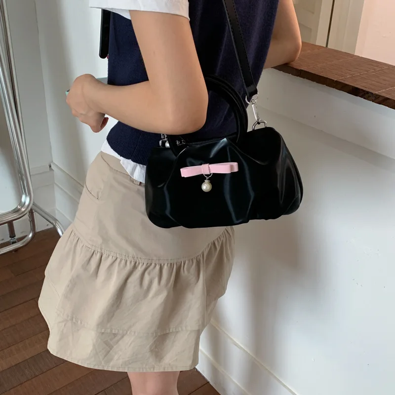 

Women's New Handbags Pearl Solid Color Fashionable Simple Versatile Sweet Cute Korean Crossbody Bags Luxury Brand Shoulder Bags
