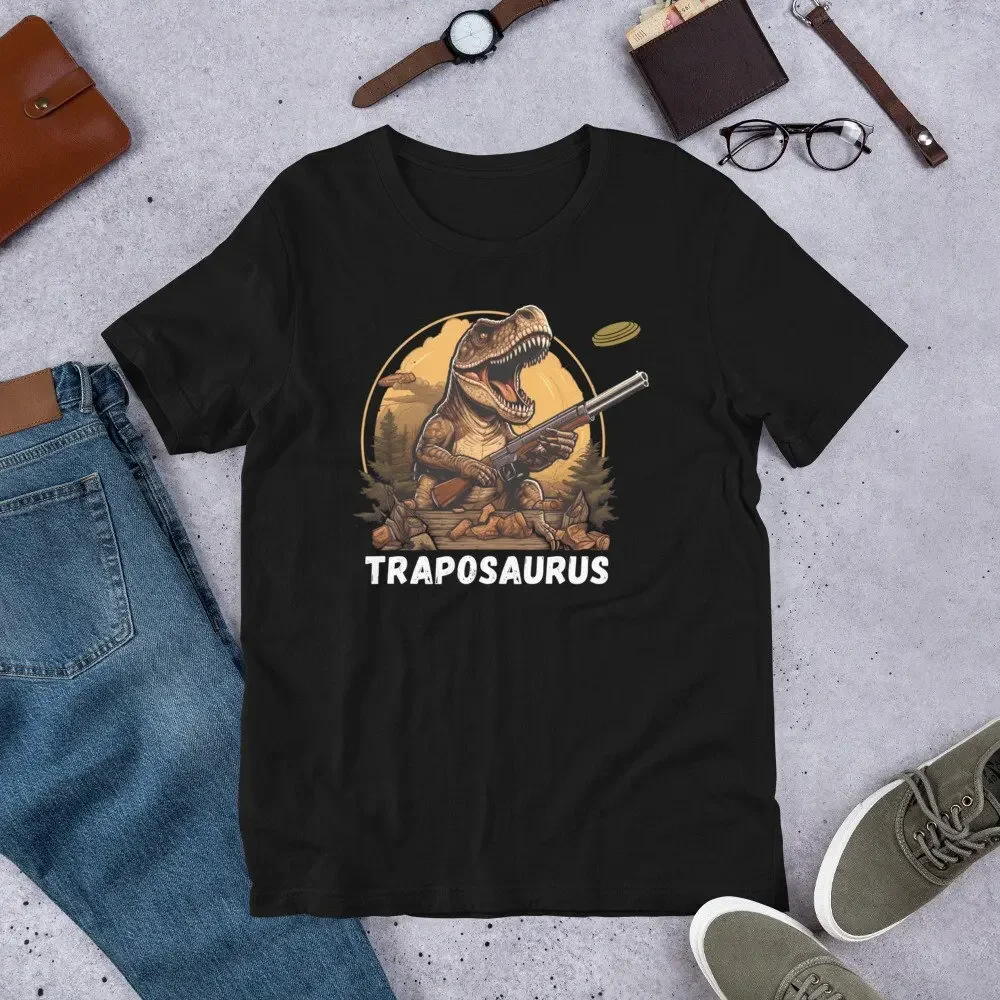 Traposaurus Funny Skeet Shooting Clay Pigeon Trap T Shirt