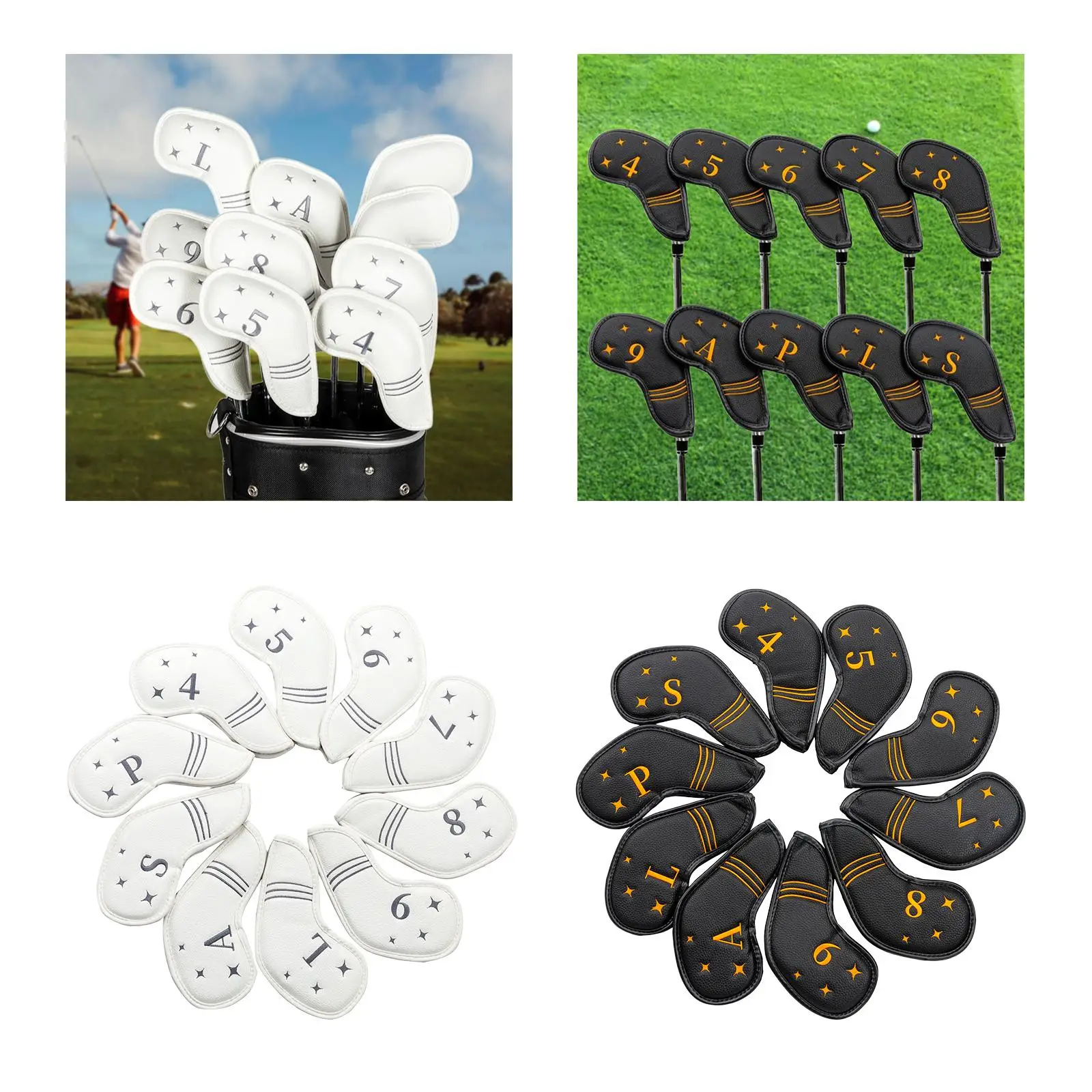 

Premium PU Leather Golf Iron Covers Set Shock Resistant Headcover with Number Tags for Club Protection