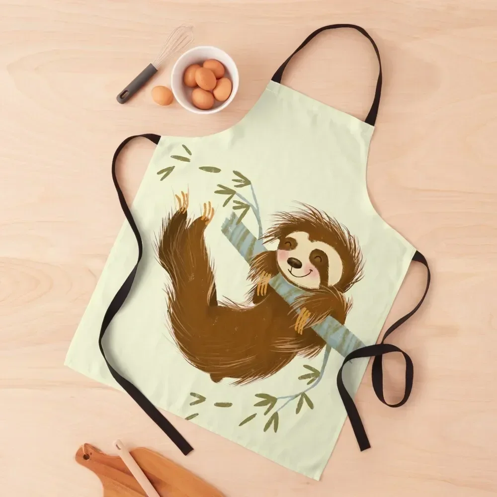 

Cute sloth swinging on the tree Apron Chef Uniform Woman Kitchen Tools Hairdressing Apron