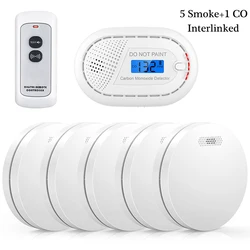 CPVAN Interconectado Fumaça e Monóxido de Carbono Detector, Alarme de Incêndio Sem Fio, CO Gás Smoke Sensor, Home Security System Equipment