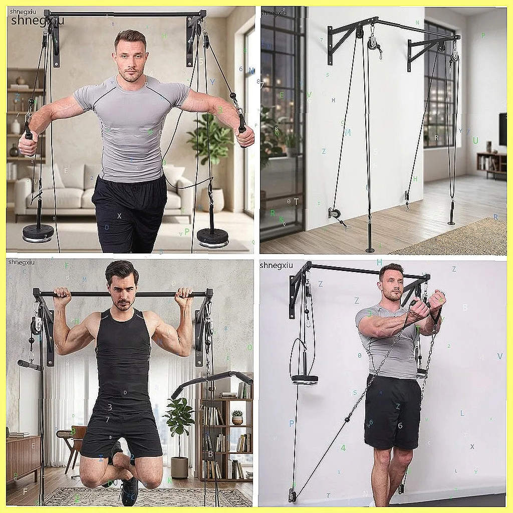 Wall Mounted DIY Fitness Pulley System for Biceps Triceps, Home Gym Cable Machine Strength Training Equipment