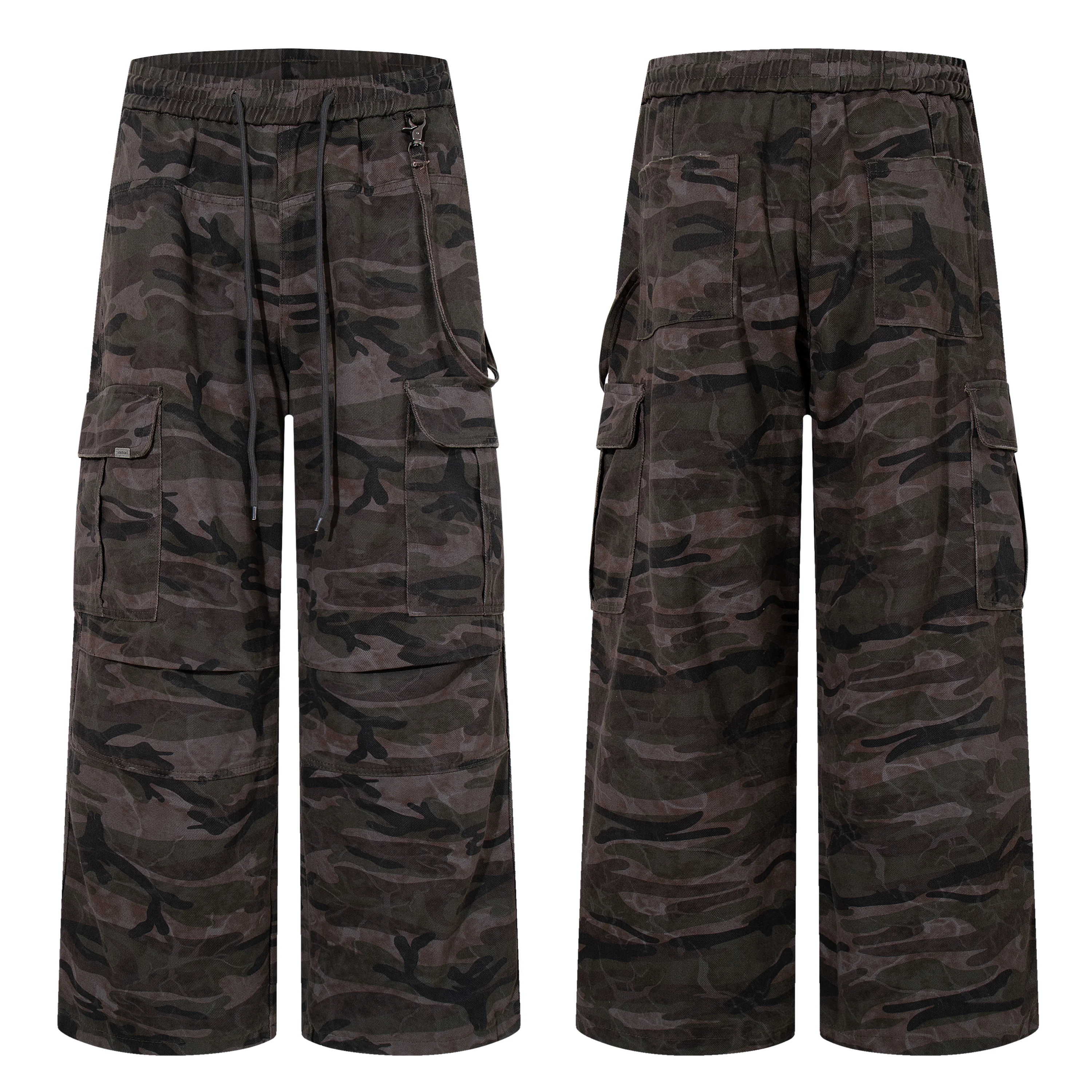 

AL8960 BLCG High Waist Super Quality Loose Fitting Denim Pants Heavy Camo Unisex Fashion Art Stylish Hand Painting Jeans