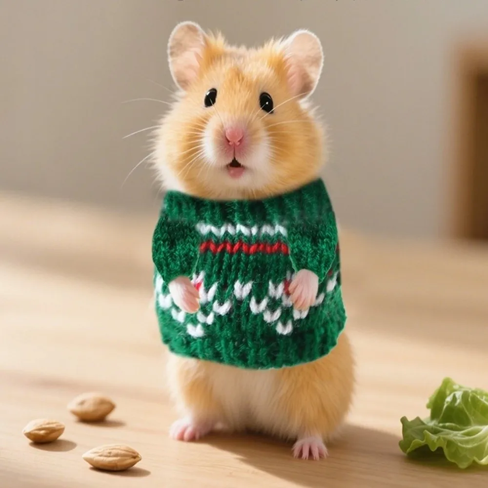

Animals Accessories Cute Hamster Sweater Soft Chew Proof Small Pets Sweater Warm Knitted Sweater Christmas Decoration