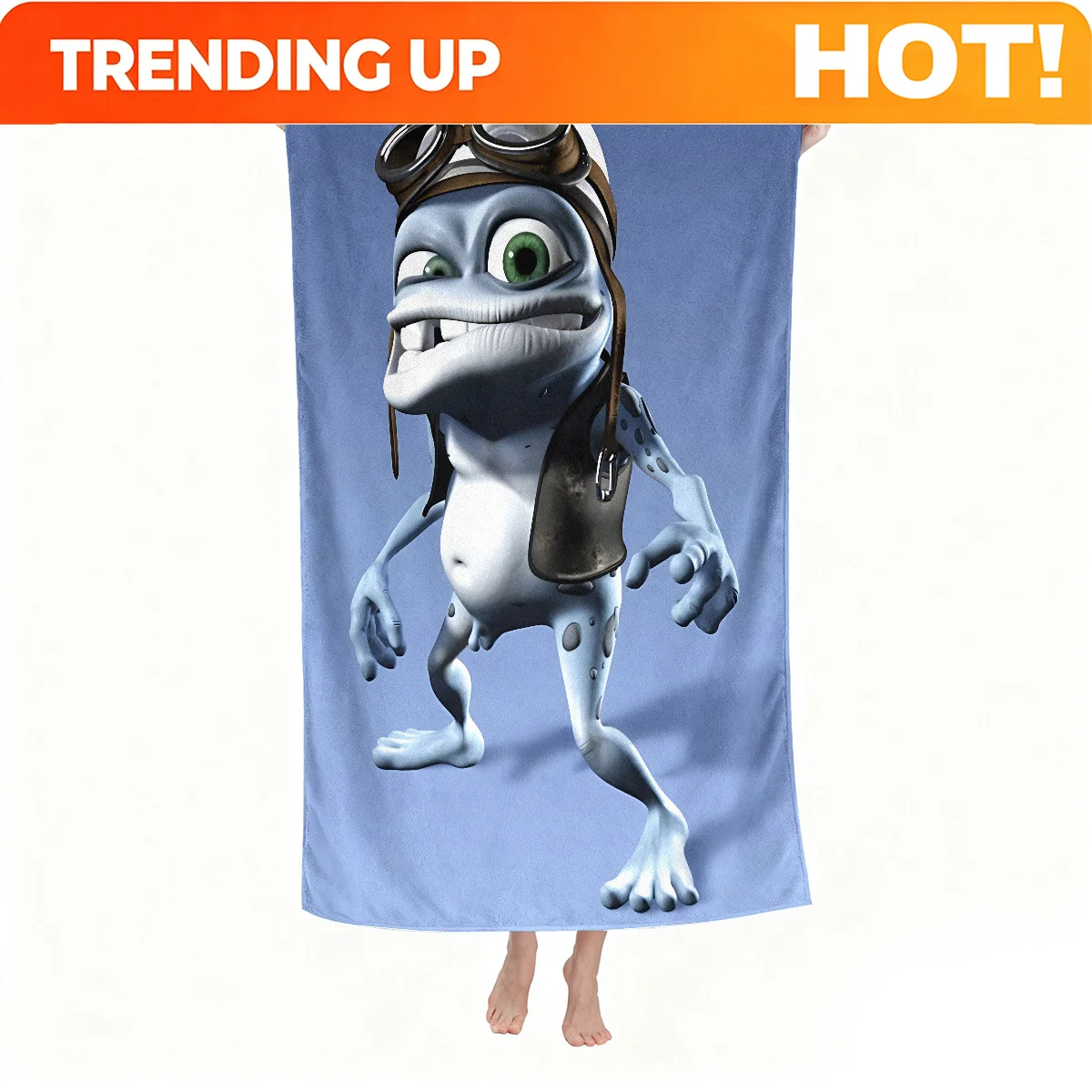 Customize Crazy Frog Ultra-Fine Fiber Beach Towel, a Soft and Comfortable Beach Towel Suitable for the Beach, Swimming, Gym, Yog
