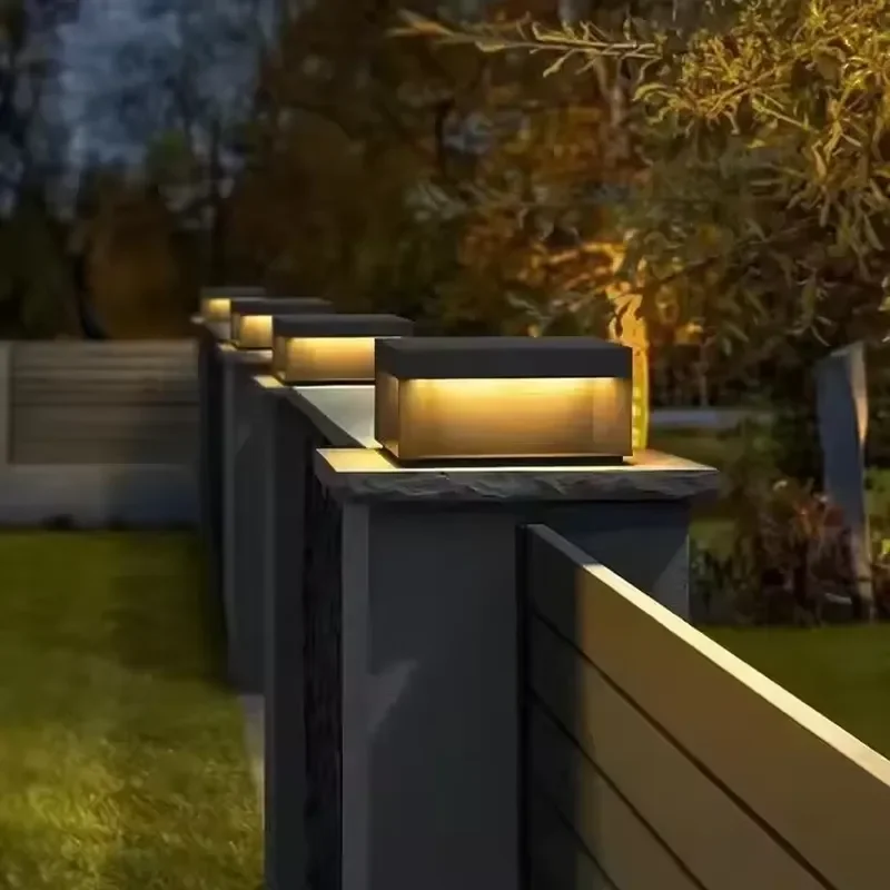 Outdoor IP65 Waterproof Solar Lawn Light Pathway Landscape Pillar Light Garden Solar Bollard Lamp