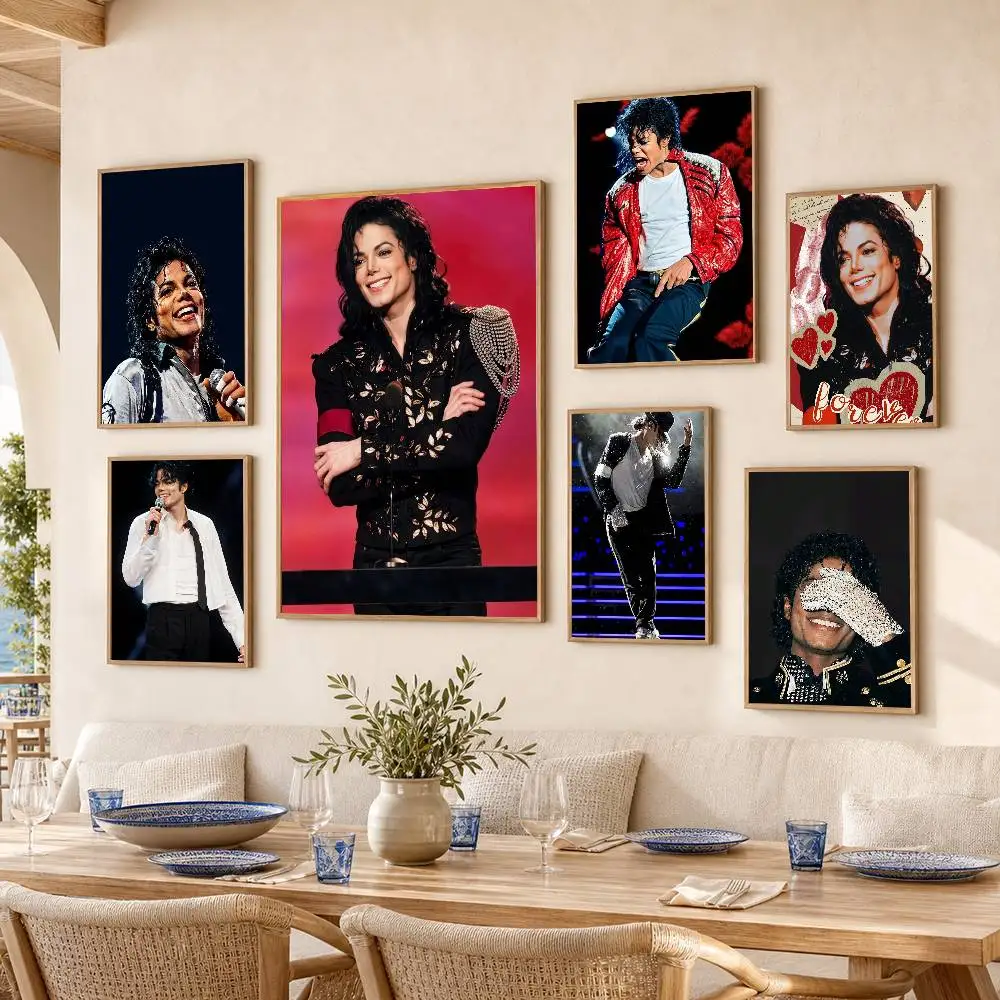 M-Michael Jackson Poster Self-adhesive Art Waterproof Paper Sticker Coffee House Bar Room Wall