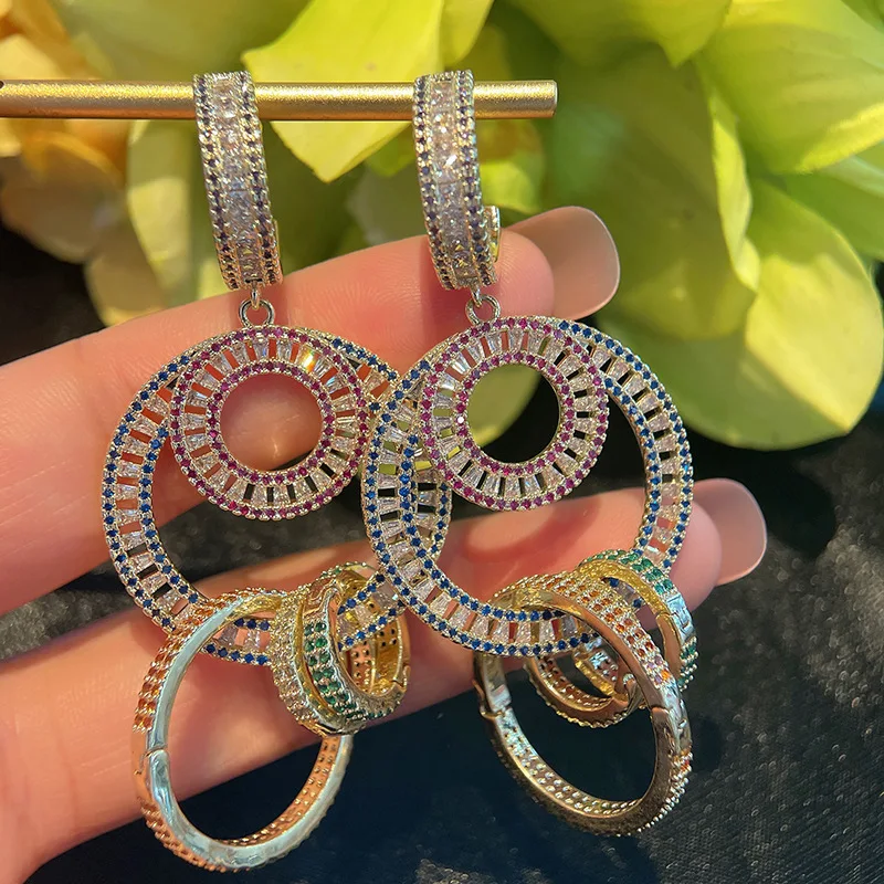 

HIBRIDE Deluxe Stunning Women's Jewellery Non Fading Multi Layers Multi Colour Earrings Costume Set Wedding Banquet Travel E140