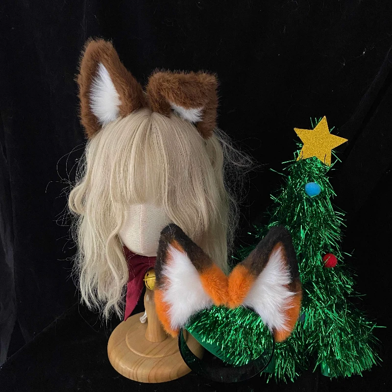 Handmade Work Anime Simulation Beast Dog Fox Red Fox Ears Hairhoop For Game Party Halloween COSPLAY Costume Accessories