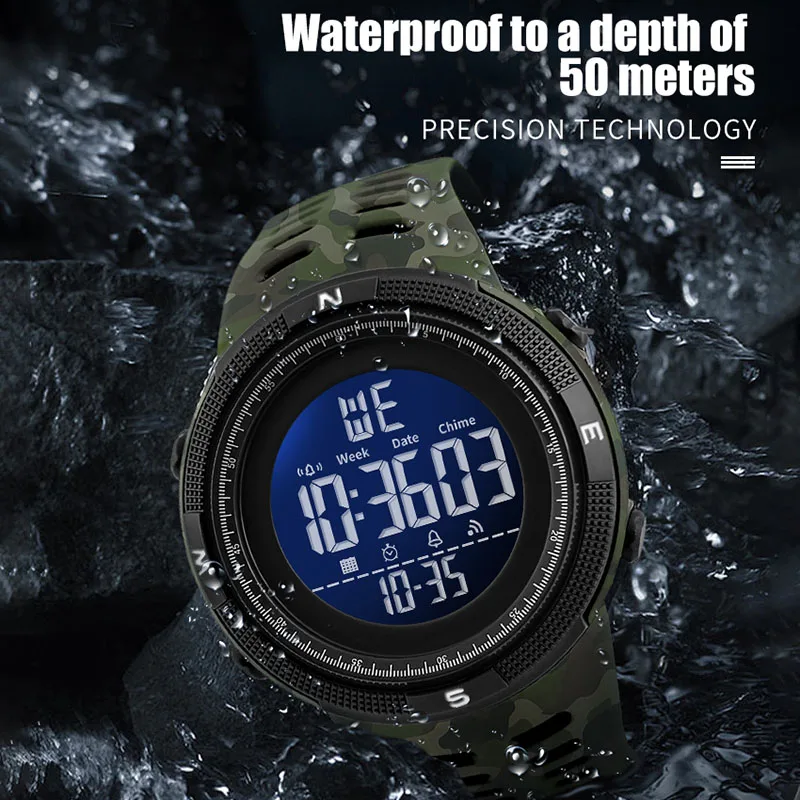 2025 SMAEL Digital Watch Military Mens's Watches 50m Waterproof Alam Clock Big Dial Watch Men 1915 Man Sports Watch Digital LED