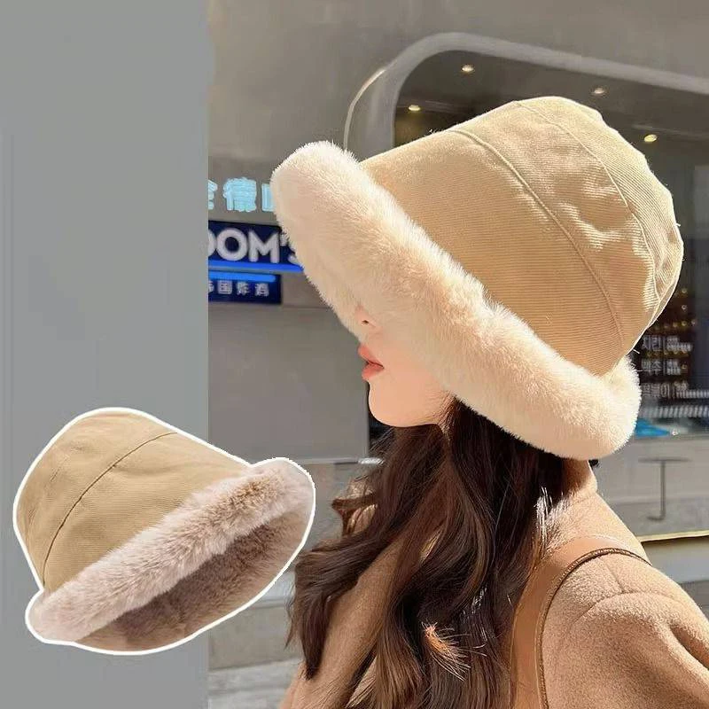 

Soft Thickened Plush Winter Bucket Hat Fashion Outdoor Warm Beanies Fisherman Hat Fashion Trend Ladies Windproof Panama Hats