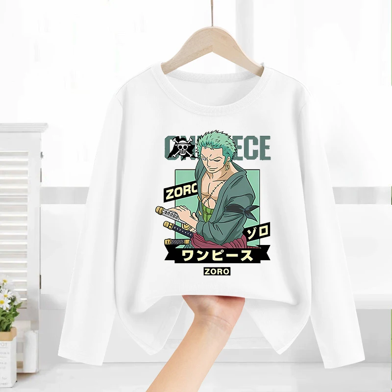 One Piece Long Sleeves Anime Printed Tops Base Layer Shirt Boy Girl T-shirt  Fashion Pullover Children Tee Spring Autumn Clothes view 2