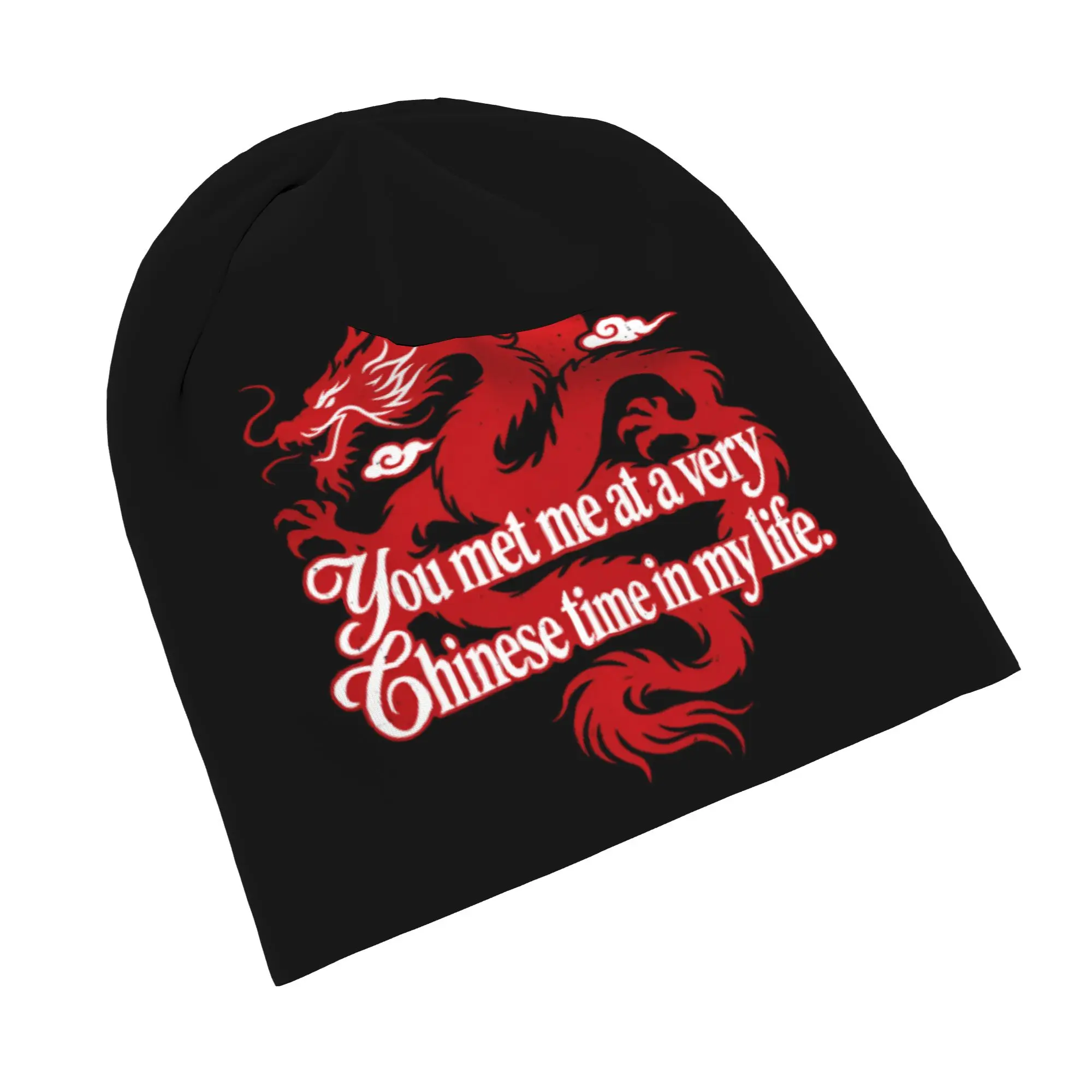 Lightweight You Met Me At A Very Chinese Time In My Life Slouchy Beanie for Men Women Sleeping Skull Cap