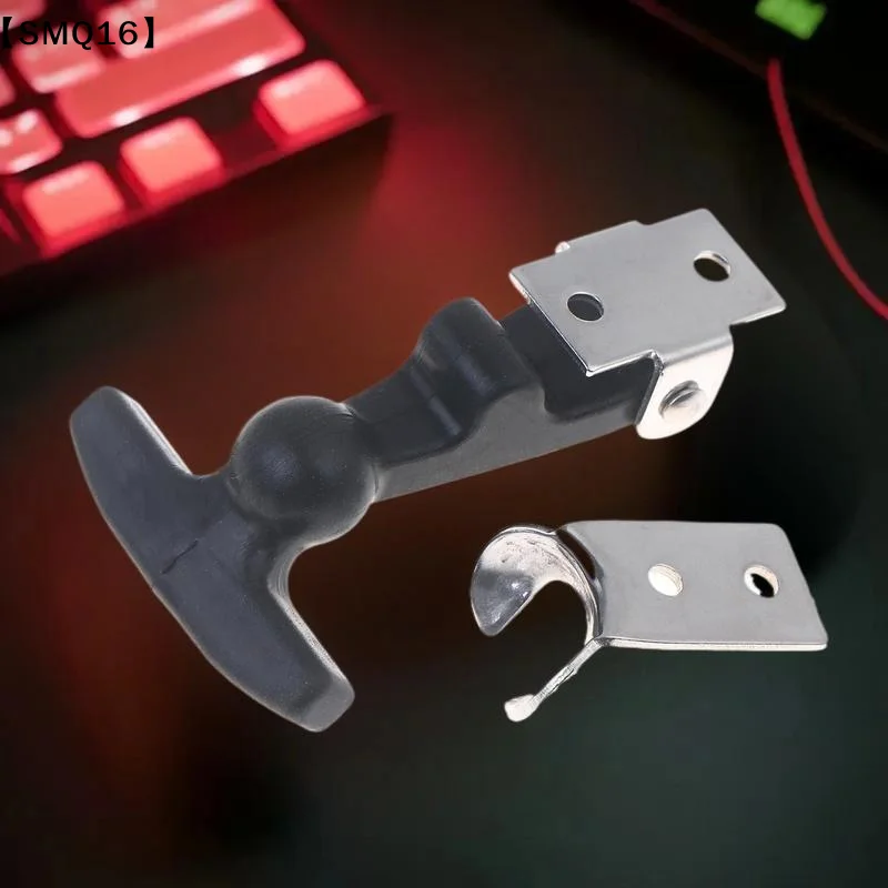 Rubber Hood Catch With Bracket Elastic Stainless Steel Rubber Hood Catch Flexible T-shaped Drawer Latch For Coolers Boats【SMQ】