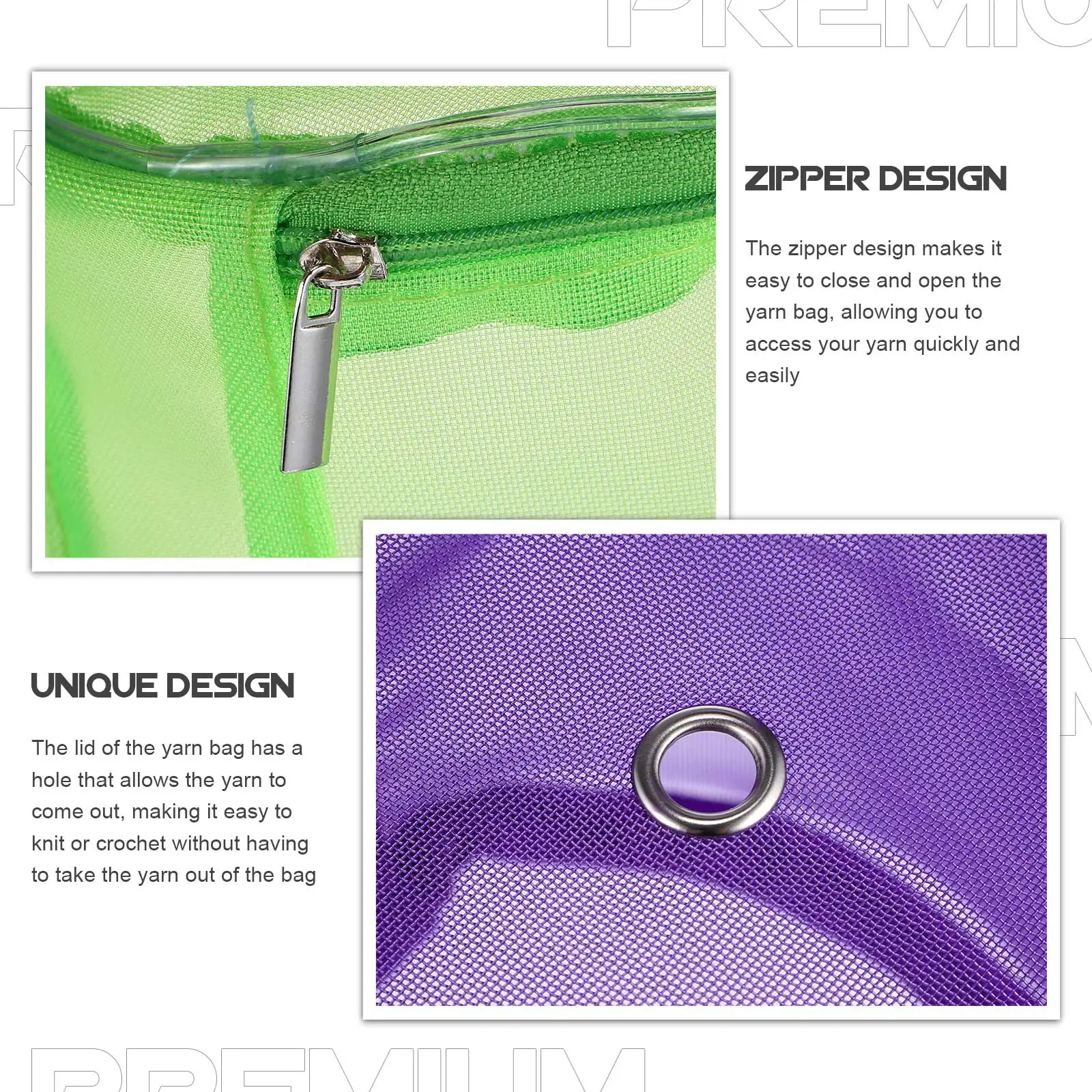 

2Pcs Yarn Storage Bag Knitting Organizer Mesh Zipper Closure Small Portable Crochet Supplies Tote Yarn Storage Bag