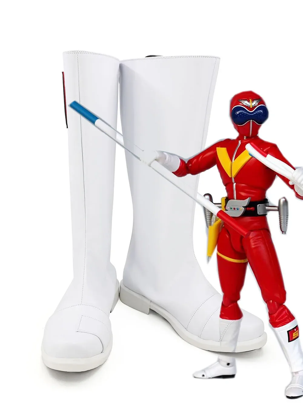 

Himitsu Sentai Gorenger Akaranger Cosplay Boots White Shoes Custom Made Any Size Super Sentai Cosplay