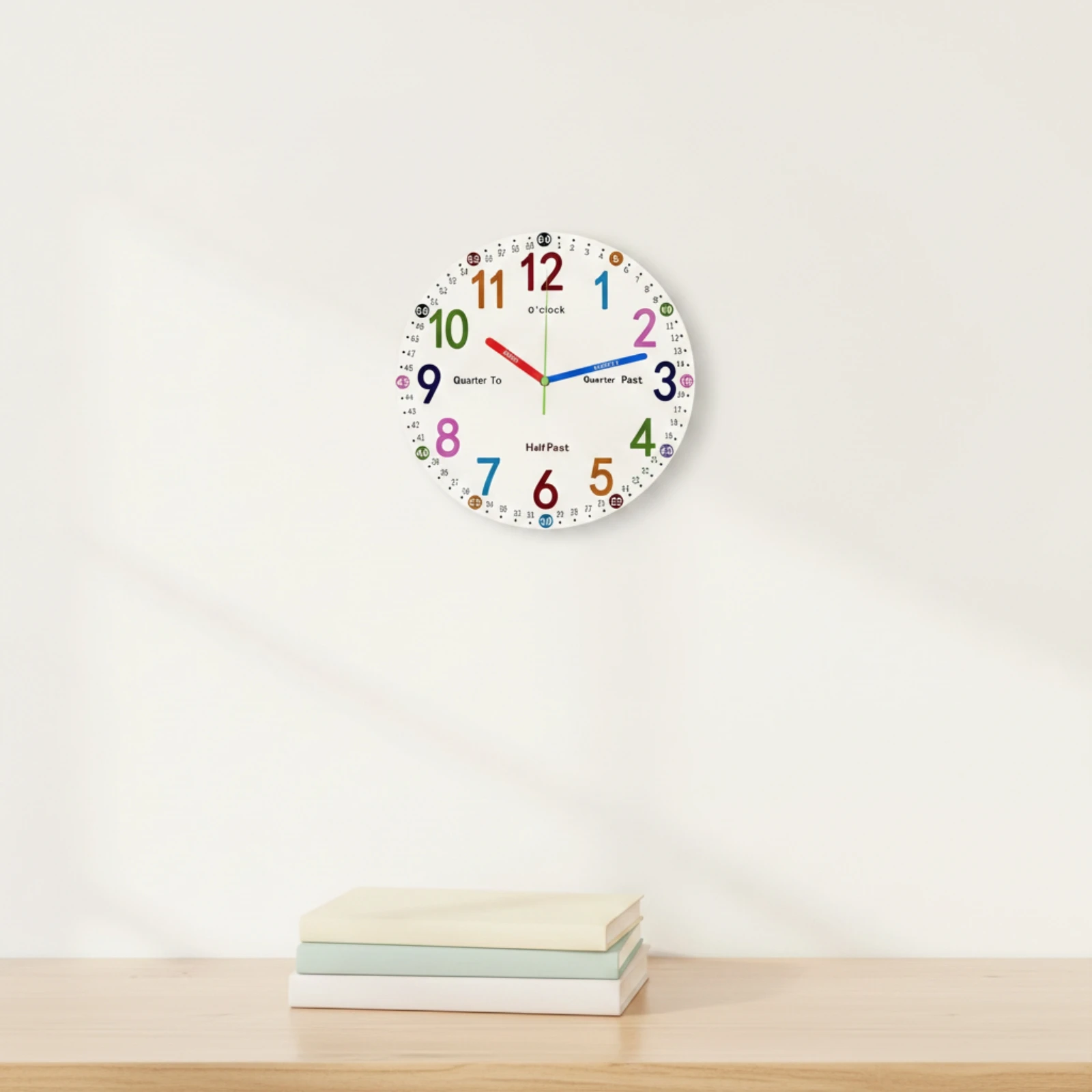 Educational Wall Clock Visual Silent Wall Clock Round Large for Children, Classroom, Homeschool