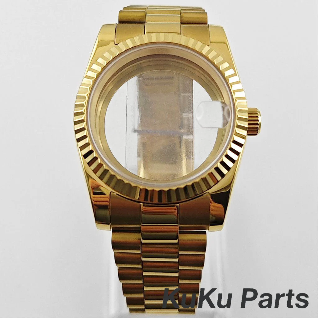 

Позолоченный NH35 36 мм/40 мм Президентский браслет с сапфировым стеклом Корпус для часов NH34 NH35 NH36 NH38 NH70 NH72 ETA2824 Механизм