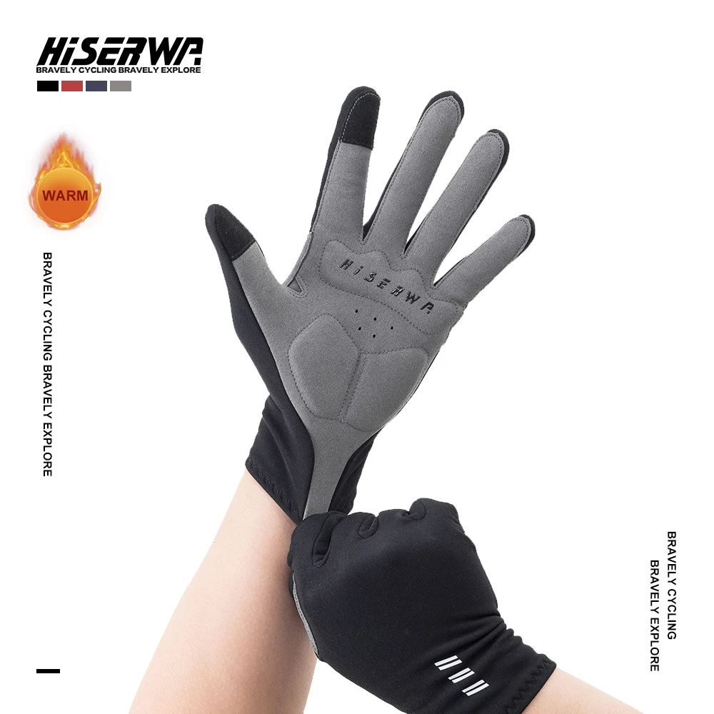 

HISERWA Winter Full Finger Cycling Gloves Men Women Warm Anti Slip Touch Screen Anti Slip Road Bike Gloves Cycling Accessories