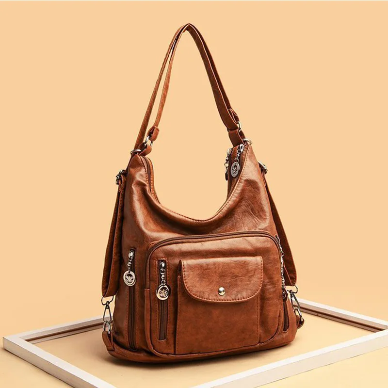 Vintage Female Shoulder Crossbody Bags Fashion  PU Leather Large Capacity Hobo Bag For Women Casual Travel Handbag Purse Totes