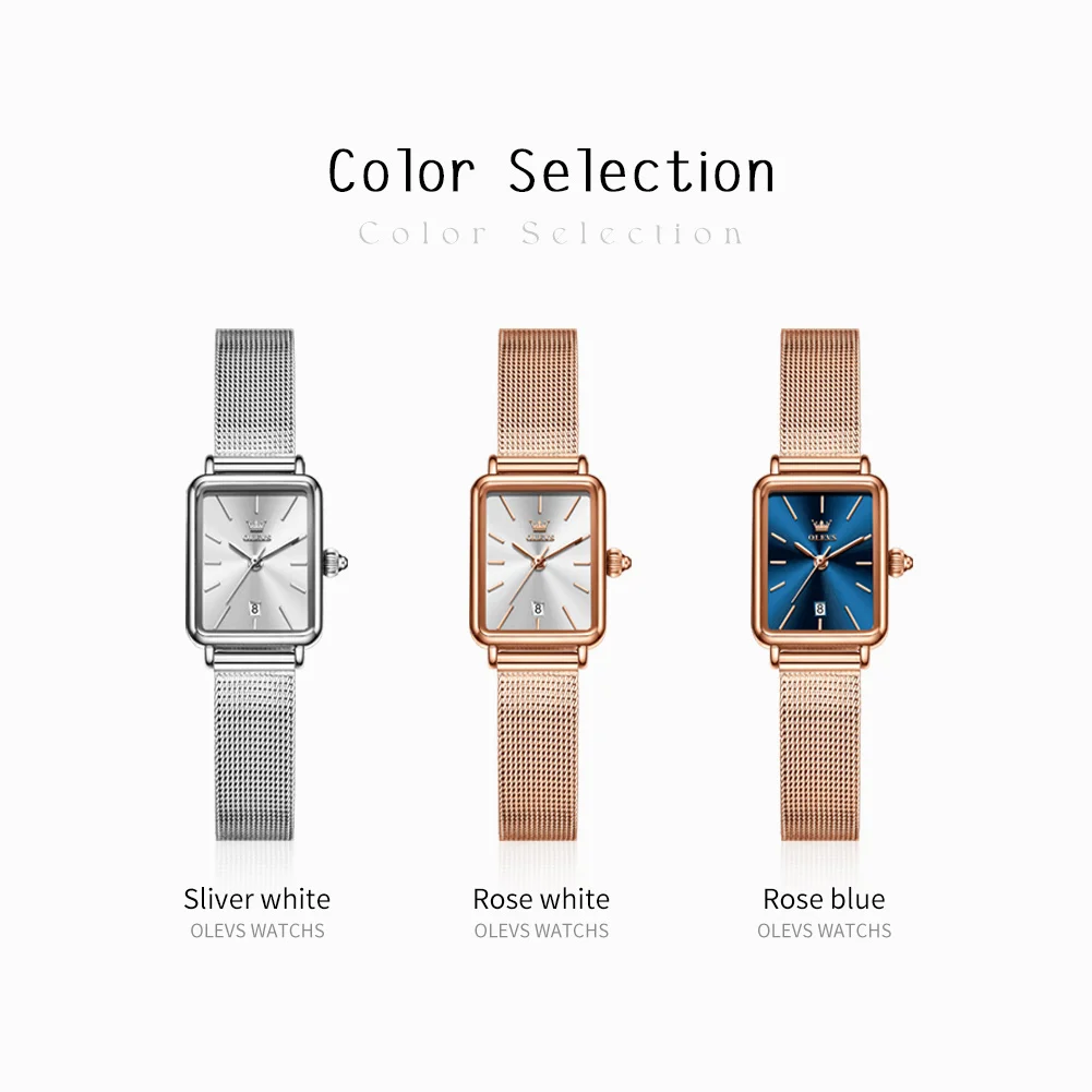 OLEVS véritable femmes montre étanche cadran rectangulaire date rose montre à quartz pour dame mode simple marque originale montre-bracelet