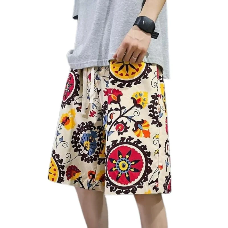 Pantaloni da spiaggia in seta di ghiaccio Qui Dry Pantaloni estivi comodi e traspiranti da uomo sottili e larghi a cinque quarti