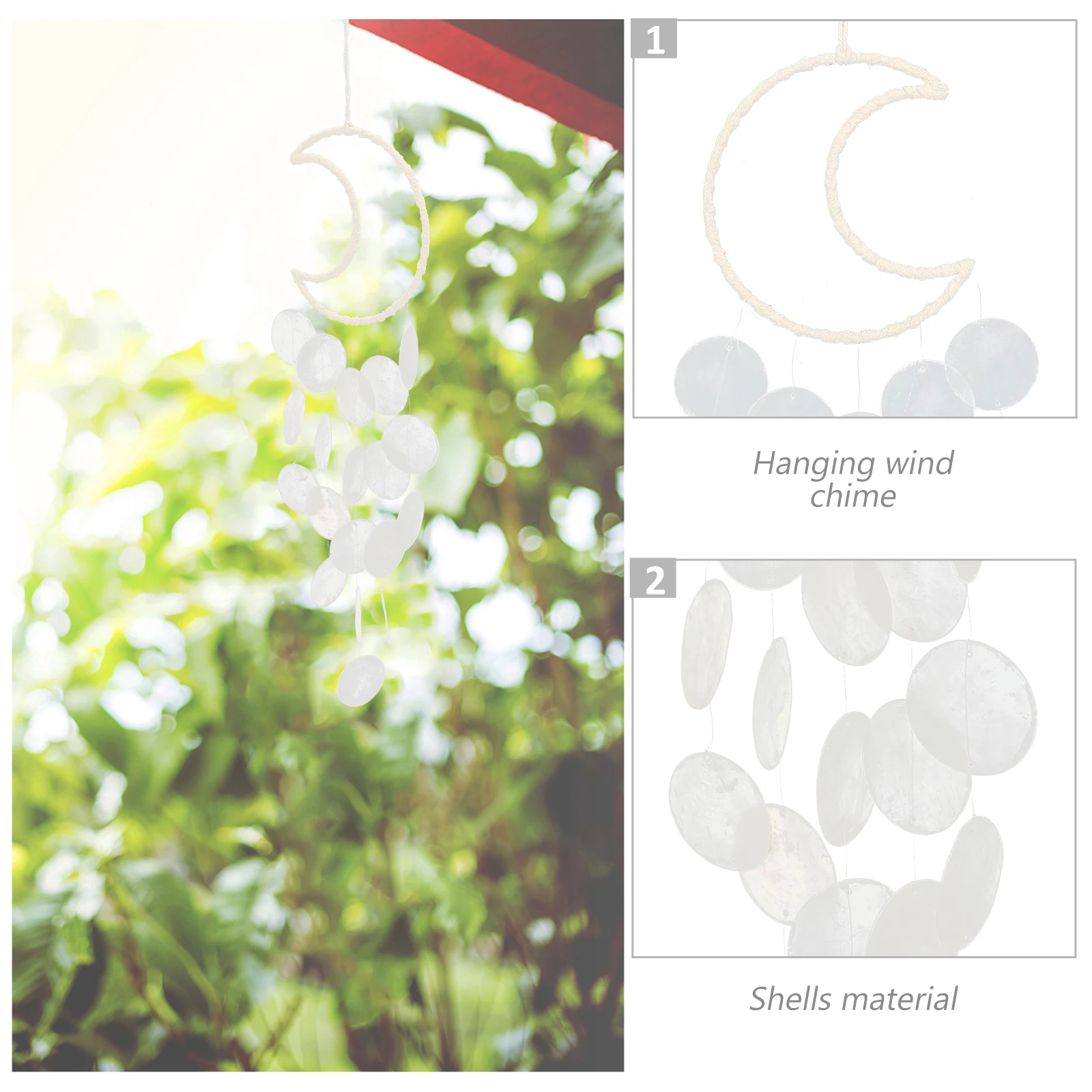 

Dream Catcher Moon Wind Chimes for Balcony Small Household Shells Windchime White Patio Hanging Decoration