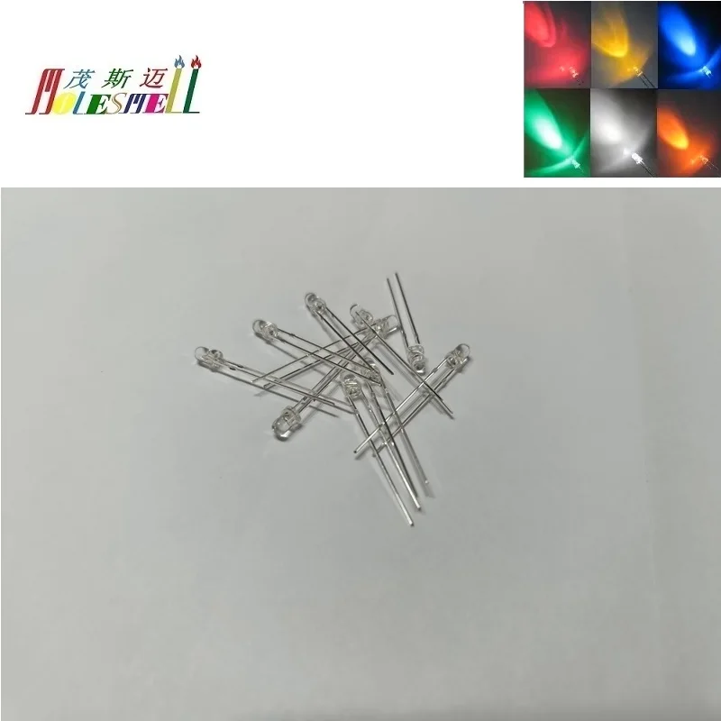 10pcs 3mm Round Water Clear Flash LED Red Yellow Blue Green White Orange Flashing Leds Diodes Light Lamp