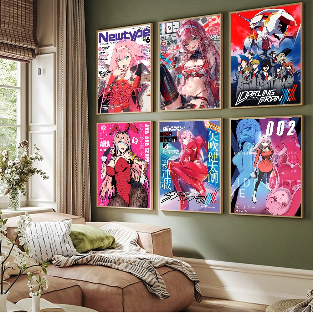 The Franxx Zero Two 002 Anime Vintage Posters Sticky Whitepaper Prints Posters Artwork Posters Wall Stickers