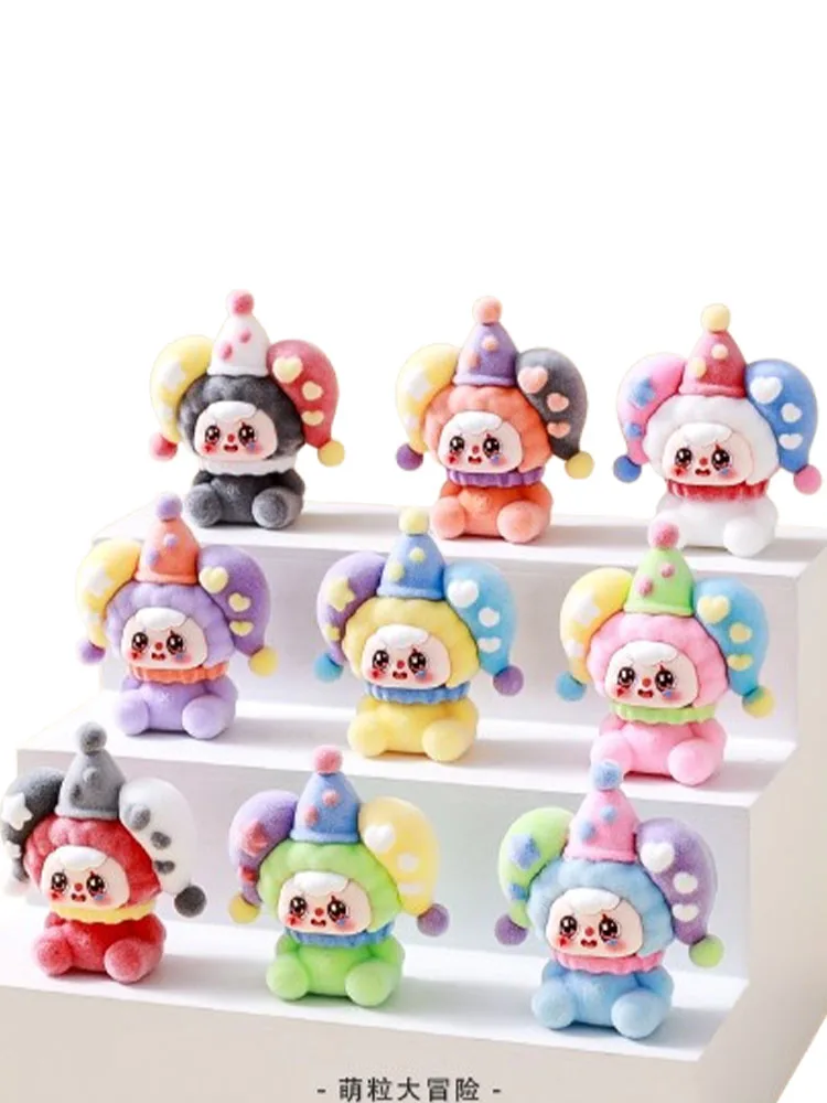 

Cute Flocking Circus Clown Dolls Series Q Version Miniature Tabletop Ornaments