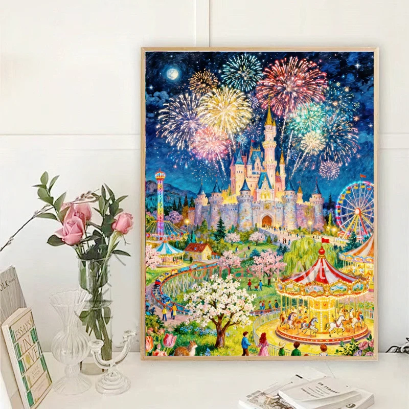 Castle 5D DIY Fairy Dust Diamond Painting Kit Landscape Rhinestones Embroidery Cross Stitch Full Crystal Mosaic Art Home Decor