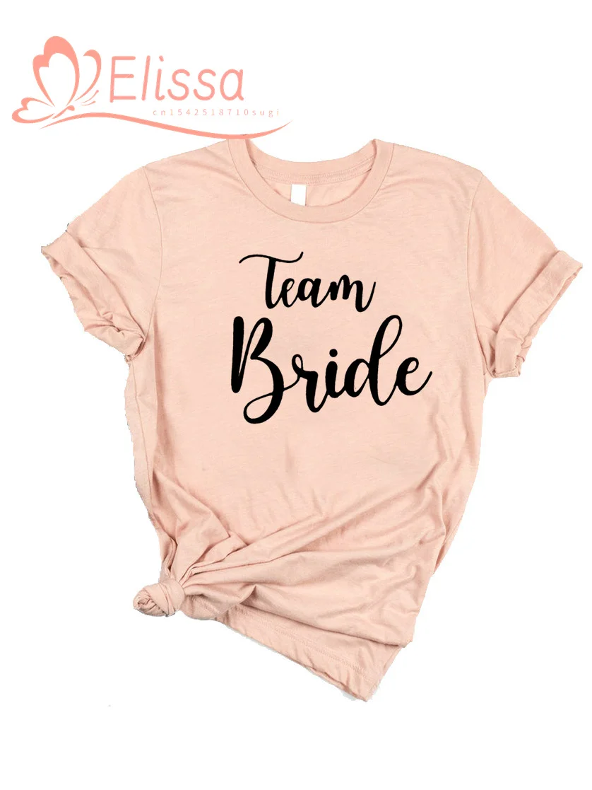 Camiseta de la novia del equipo de despedida de soltera, camiseta ulzzang de estonias para fiesta de boda, blusa corta para mujer, camisetas para mujer