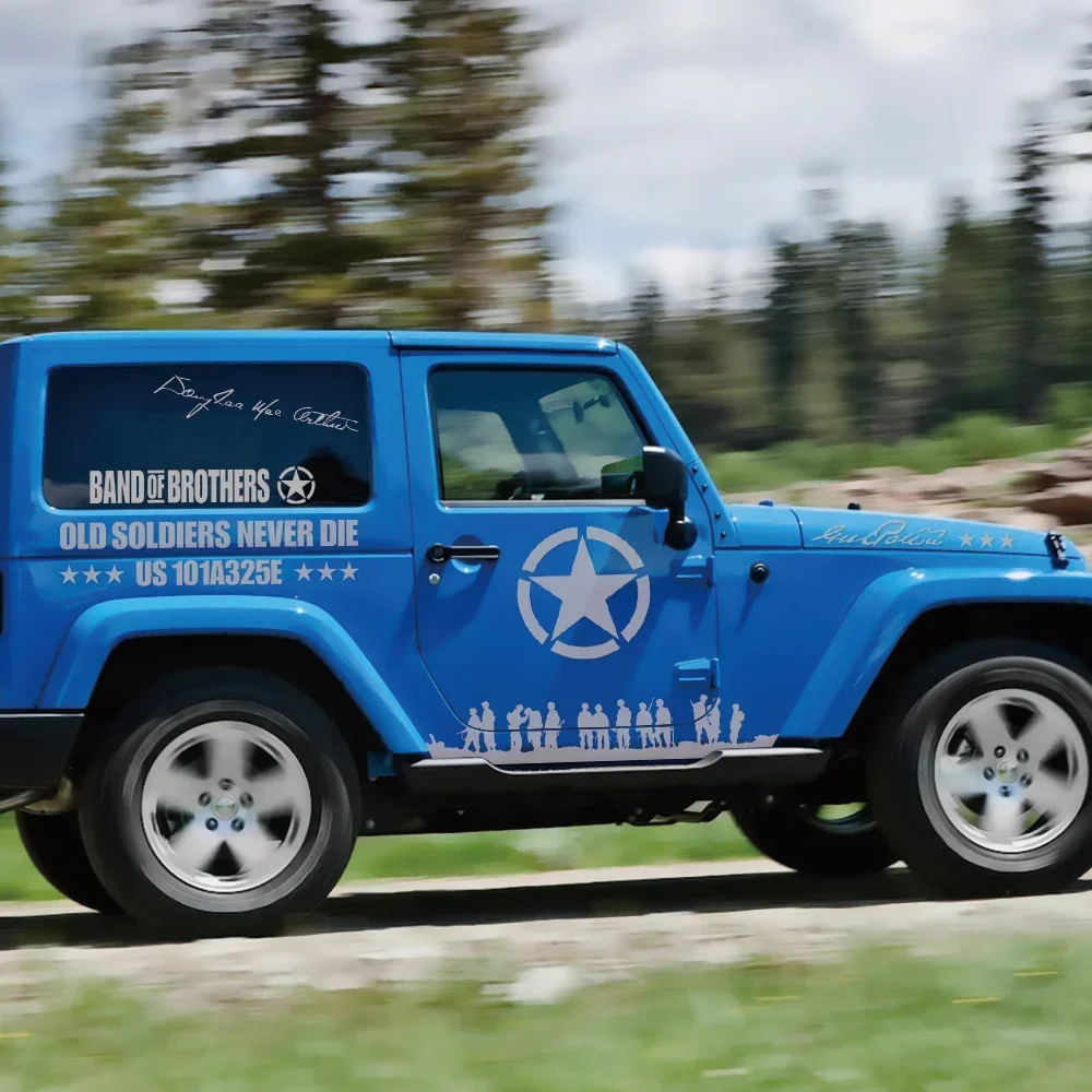 

Car Door Sde Vinyl Stickers For Jeep Wrangler JK TJ Jl YJ Accessories Auto Pentagram Soldiers Body Decor Vinyl Decals Cover
