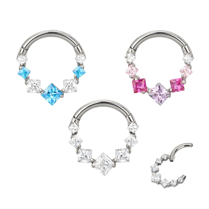 1PC ASTM F136 G23 Titanium Piercing Nose Rings Septum Hinged Segment Cartilage Daith Earring Helix Clicker Lip Piercing Jewelry