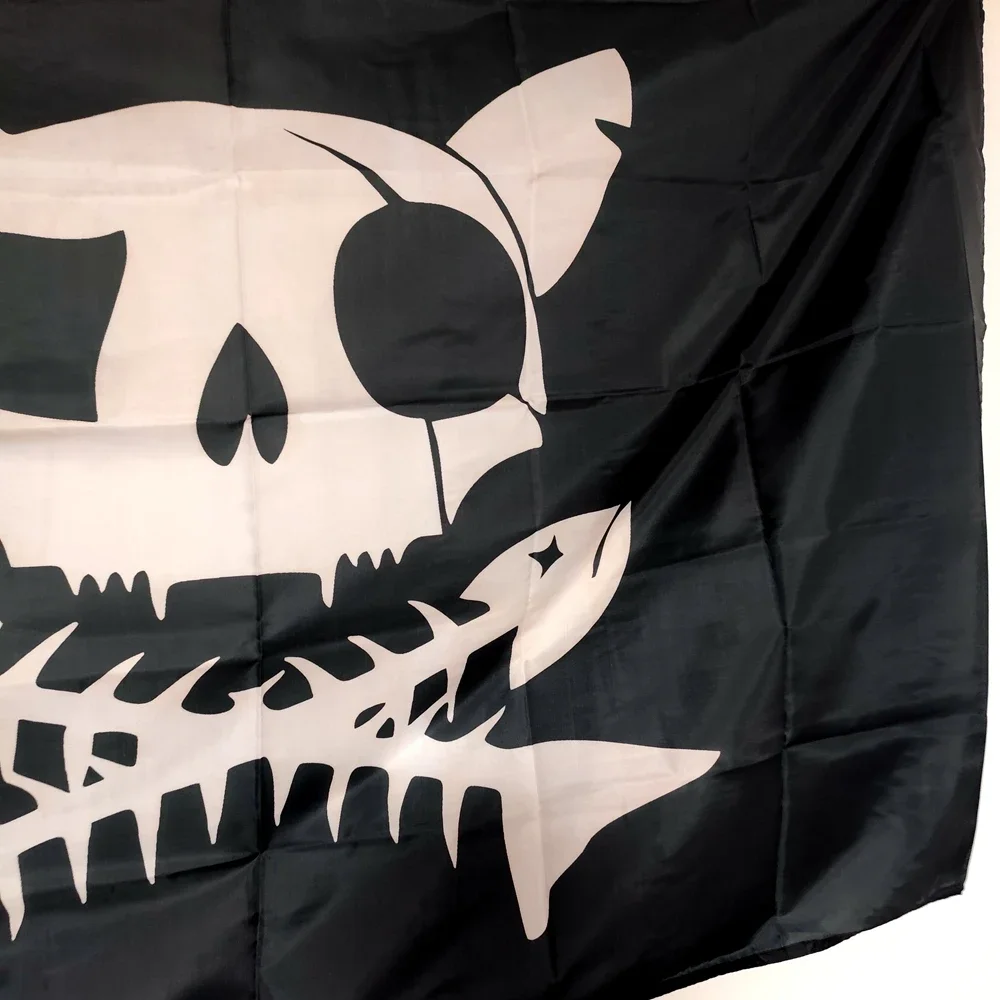 Cat Skull Crossbone Flag Outdoor Decoration 90x150cm Polyester Flying Banner