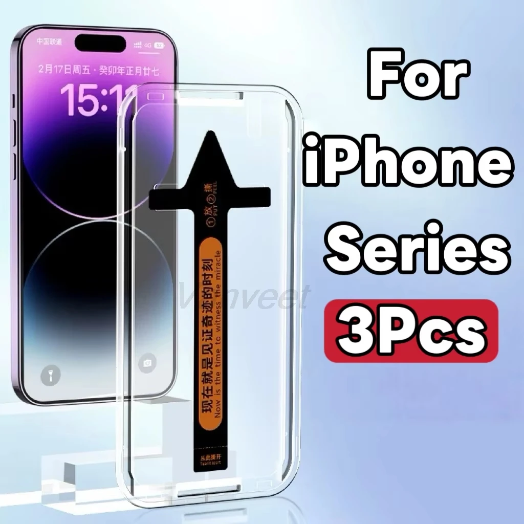 

1-3PCS HD Dust Free Easy Installation Screen Protector For iPhone 17 Pro Max 17 15 16Pro 16 13 14 12 11 X XR Air 14 Plus XS Max