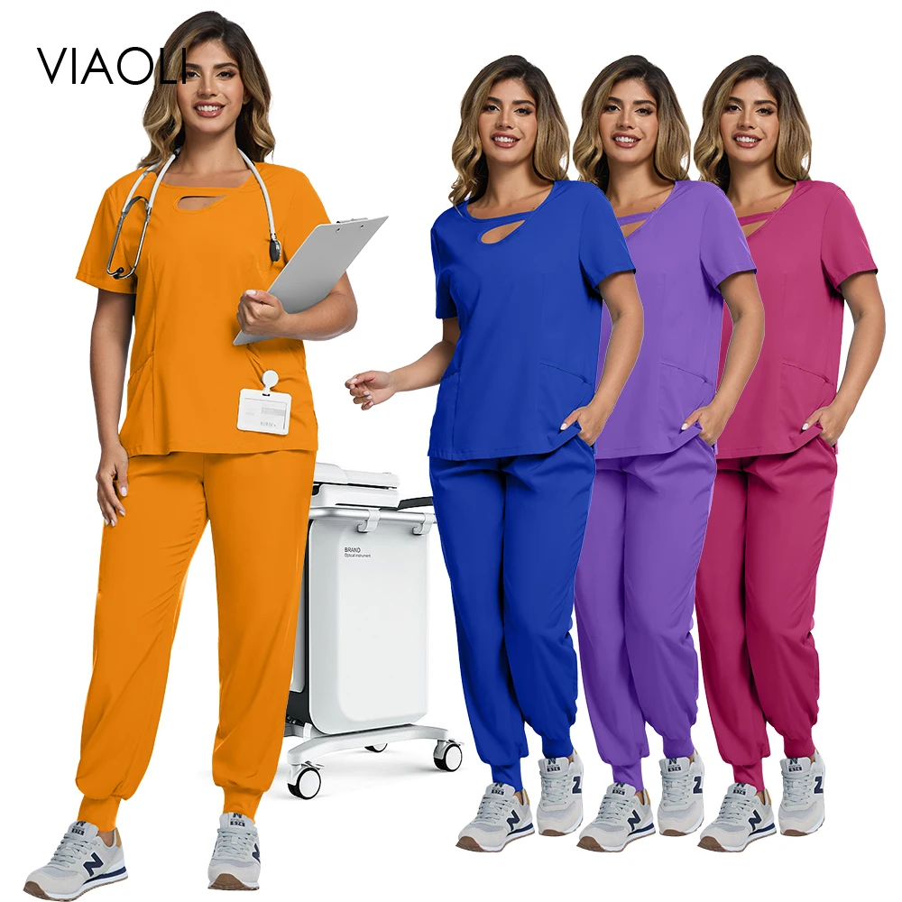 Summer Fashion Top Pocket Pants Multicolour Jogger Suit Medical Doctor Nursing Uniforms Nurse Scrub Set Dentist Clinical Clothes