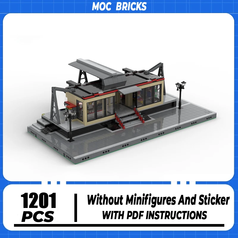 

Конструктор Moc «городская улица», Современная платформа для железнодорожной станции, Модульные строительные блоки, подарки, игрушки, сборка «сделай сам»
