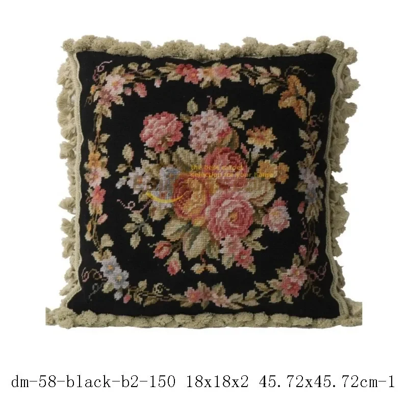 Handcrafted wool carved and embroidered cushion needlepoint cushions