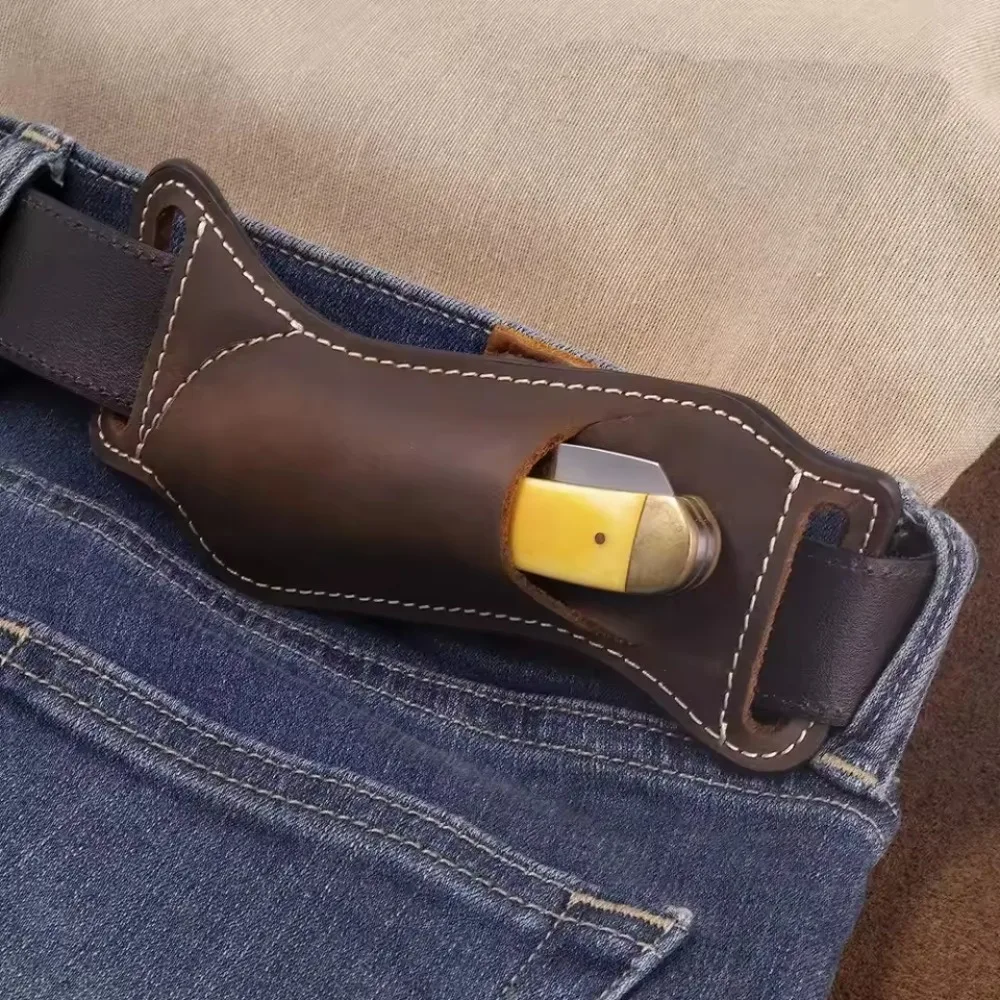 

Multitool Leather Pouch Foldable Knife Sheath Fixed Blade Scabbard Holster Belt Loop Clip Case Holder Outdoor Tactical Waist Bag