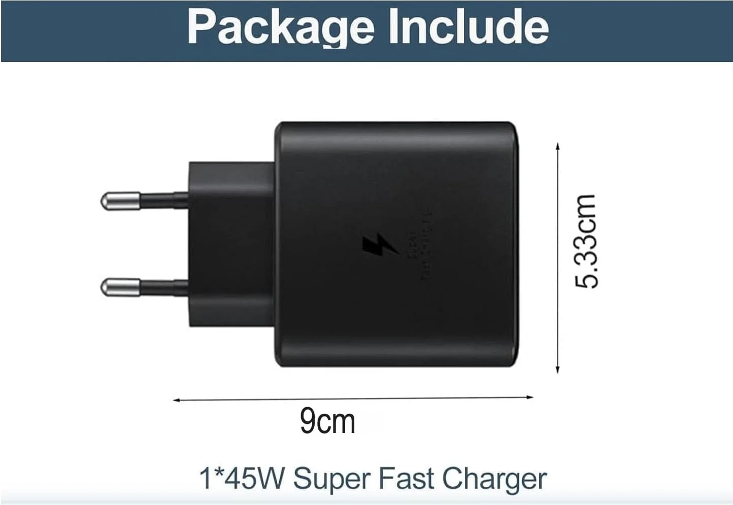 2 X 45W Fast Charging Chargers for Galaxy Ultra S25, S24, S23, S22, S21, S20 FE, S10, S9, S8, A55, A54, A53, A52, A51, A50, A34