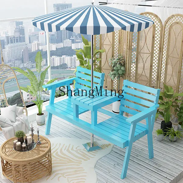 FG outdoor camping leisure outdoor chair garden leisure solid wood courtyard balcony bench double chair
