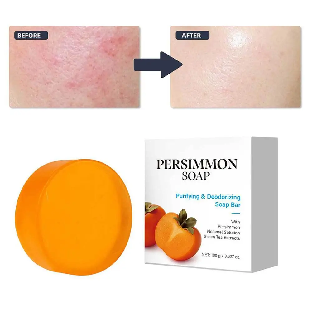 Persimmon Soap Bar,Body Purifying Deodorizing Natural Mild Soap Bar Gentle on All Skin Types ﻿