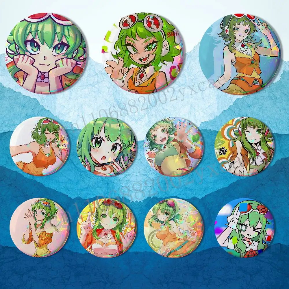 

The beautiful singer Megpoid Reflective Pin Tinplate Round Brooch Cartoon Cosplay Badges for Bag Hat Toys Gifts