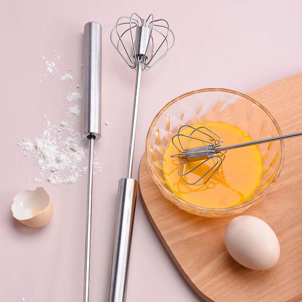 

2Pcs Manual Egg Whisk Stainless Steel Balloon Whisk Semi-Automatic Kitchen Baking Mixing Tool Stirrer Hand Mixer