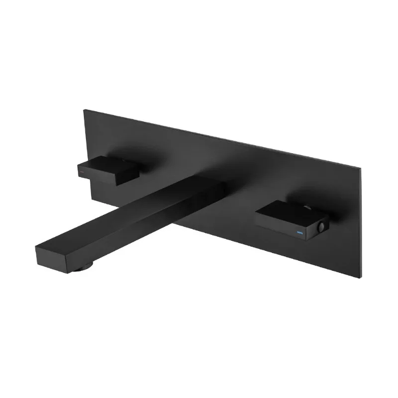 

All-copper square one-piece double handle concealed into the wall type hot and cold mixed water splash-proof bathroom wash